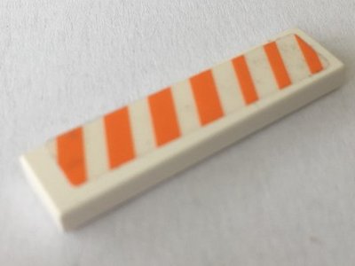 LEGO part Piastrella 1 x 4 con Pattern Strisce Arancioni e Bianche Lato Modello Destro (Adesivo) - Set 7709 (2431pb0629R)