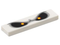 LEGO part Tile 1 x 4 with Angry Black Eyes with Red and Yellow Pupils, Dark Bluish Gray and Light Bluish Gray Outlines Pattern (Super Mario Dry Bowser) 2431pb0844
