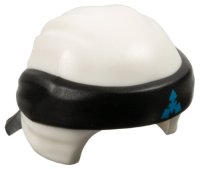 LEGO part Minifigure, Headgear Ninjago Wrap Type 3 with Molded Black Bandana and Knot and Printed Dark Azure Triangular Symbol Pattern 24496pb08