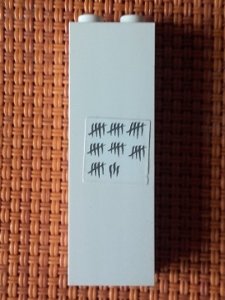 LEGO part Mattone 1 x 2 x 5 con Black Tally Marks Pattern (Adesivo) - Set 7035 (2454pb125)