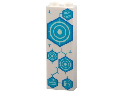 LEGO part Ladrillo 1 x 2 x 5 con Hexágonos Azur Medio con Contornos Azul Oscuro, Círculos Concéntricos y Patrón de Ondas Sinusoidales (2454pb222)