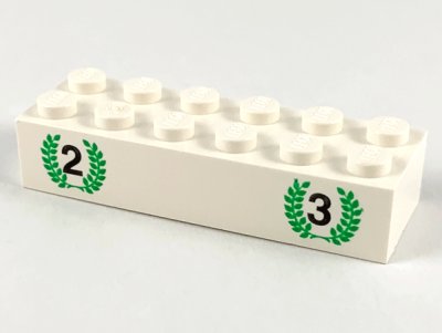 LEGO part Ladrillo 2 x 6 con Números 2 y 3 en Patrón de Laureles Verdes (2456px1)