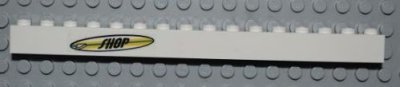 LEGO part Mattone 1 x 16 con Tavola da Surf con 'SHOP' (Adesivo) - Set 4644 (2465pb13)