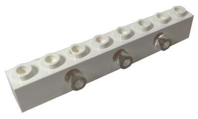 LEGO part Electric, Light Brick 1 x 8 with 3 Front Light Prisms (2500c01)