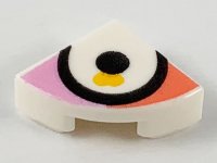 LEGO part Tile, Round 1 x 1 Quarter with Large Eye on Coral and Bright Pink Background Pattern 25269pb011