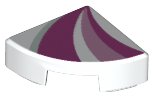 LEGO part Tile, Round 1 x 1 Quarter with Bright Pink, Dark Pink, and Light Aqua Curved Stripes Pattern 25269pb027