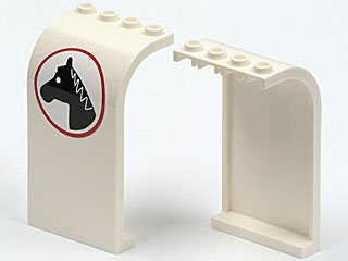 LEGO part Panneau 3 x 4 x 6 Haut Courbe avec Motif Tête de Cheval Facing Gauche (Autocollant) - Set 7635 (2571pb05L)