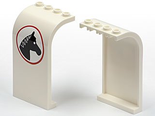 LEGO part Panel 3 x 4 x 6 Borde Curvo Superior con Patrón Cabeza de Caballo Mirando Derecha (Pegatina) - Set 7635 (2571pb05R)