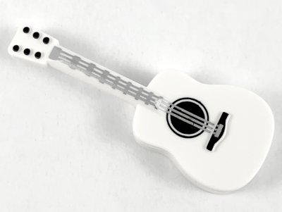LEGO part Minifigure, Utensil Musical Instrument, Guitar Acoustic with Silver Strings and Black Tuning Knobs Pattern (25975pb02)