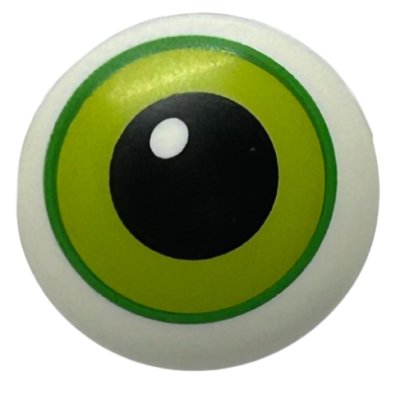 LEGO part Plate, Round 2 x 2 with Rounded Bottom with Lime Eye with Green Outline Pattern (HP Dobby Eye) (2654pb021)