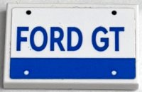 LEGO part Tile 2 x 3 with Blue 'FORD GT' and Stripe Pattern (Sticker) - Set 42154 26603pb539