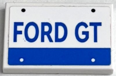 LEGO part Tile 2 x 3 with Blue 'FORD GT' and Stripe Pattern (Sticker) - Set 42154 (26603pb539)