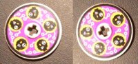 LEGO part Technic, Disk 3 x 3 with Black Cyber Heads on Purple Pattern on Both Sides  (Stickers) - Set 8257 2723pb021b