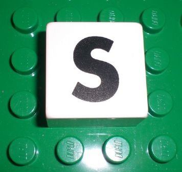 LEGO part Duplo, Baldosa 2 x 2 x 1 con Patrón de Letra Capital S Negra (2756pb327)