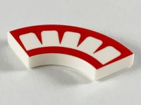 LEGO part Tile, Round Corner 2 x 2 Macaroni with Red Mouth with 5 White Teeth Pattern 27925pb002