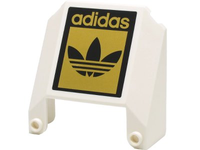 LEGO part Parabrisas 6 x 6 x 2 con 2 Espigas en la Parte Superior con Patrón Logo 'adidas' y Trébol Negro y Dorado (28782pb02)