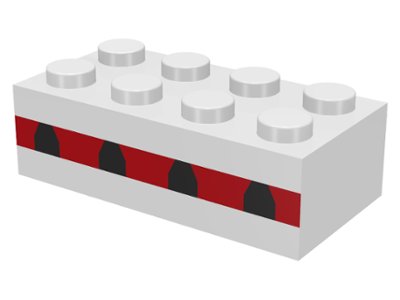 LEGO part Mattone 2 x 4 con Plane Windows 4 in Thin Red Stripe Pattern (3001oldpb01)