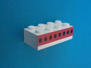 LEGO onderdeel Steen 2 x 4 met Vliegtuigramen 8 in Dik Rood Streep Patroon (3001oldpb05)