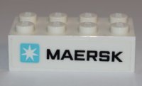LEGO part Stein 2 x 4 with Maersk Logo on White Background Pattern (Sticker) - Set 10241 3001pb126