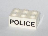 LEGO part Mattone 2 x 3 con Motivo 'POLICE' Nero Sans-Serif 3002oldpb05