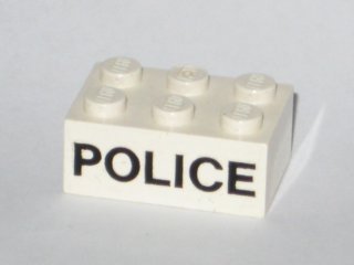 LEGO onderdeel Steen 2 x 3 met Zwart 'POLICE' Schreefloos Patroon (3002oldpb05)