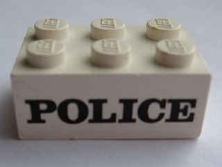 LEGO part Stein 2 x 3 con Patrón Negro 'POLICE' Serif (3002pb01)