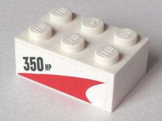 LEGO part Stein 2 x 3 mit '350 HP'-Muster Modell linke Seite (Aufkleber) - Set 60005 (3002pb33L)