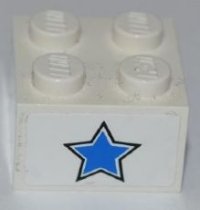 LEGO part Ladrillo 2 x 2 con Patrón de Estrella Azul (Pegatina) - Set 7970 3003pb074