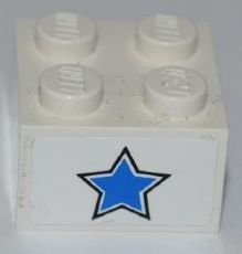 LEGO onderdeel Steen 2 x 2 met Blauw Sterpatroon (Sticker) - Set 7970 (3003pb074)