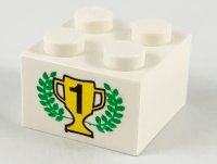 LEGO part Stein 2 x 2 avec Motif Coupe Or 1ère Place et Lauriers 3003px2