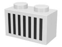 LEGO part Ladrillo 1 x 2 con Patrón de Reja Negra con 7 Líneas Verticales 3004p06
