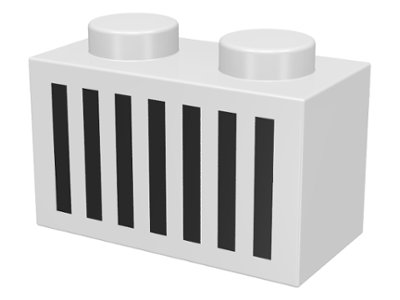 LEGO part Ladrillo 1 x 2 con Patrón de Reja Negra con 7 Líneas Verticales (3004p06)