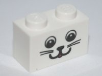 LEGO part Brick 1 x 2 with Cat Face Pattern 3004pb080