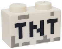 LEGO part Stein 1 x 2 mit Schwarz 'TNT' Pixeliertes Muster 3004pb122