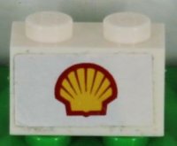 LEGO part Mattone 1 x 2 con Motivo Logo Shell Medio (Adesivo) - Set 1256 3004pb139
