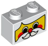 LEGO part Mattone 1 x 2 con Motivo Volto Babbo Natale Giallo, Baffi e Guance e Naso Rossi 3004px20