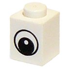 LEGO part Stein 1 x 1 mit einfachem Auge mit schwarzem und weißem Muster und Kreis in der Pupille 3005pb011