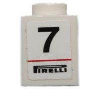 LEGO part Stein 1 x 1 mit schwarzer Nummer 7 und Pirelli-Logo-Muster (Aufkleber) - Set 30192 3005pb022