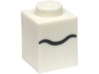LEGO part Brick 1 x 1 with Black Wavy Line Pattern (Super Mario Boo Mouth) 3005pb049