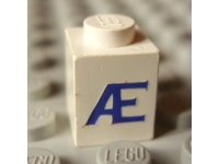 LEGO part Steen 1 x 1 with Blue Capital Letter Æ Pattern (Serif Font) 3005ptAEs