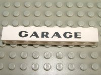 LEGO part Brick 1 x 8 with Black 'GARAGE' Sans-Serif Thick Pattern, Plain 'G' 3008p03