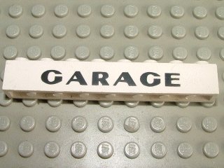 LEGO part Stein 1 x 8 mit schwarzem 'GARAGE' Sans-Serif dickes Muster, einfaches 'G' (3008p03)