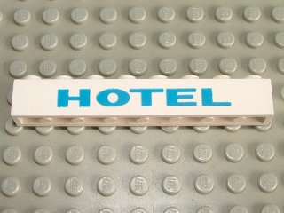 LEGO part Mattone 1 x 8 con Motivo 'HOTEL' Blu (3008pb009)