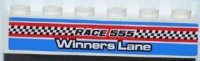 LEGO part Stein 1 x 6 mit 'RACE 555', 'WINNERS LANE' und karierter Flagge Muster (Aufkleber) - Set 8125 3009pb159