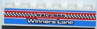 LEGO part Brique 1 x 6 avec Motif 'RACE 555', 'WINNERS LANE' et Drapeau Damier (Autocollant) - Ensemble 8125 (3009pb159)