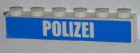 LEGO onderdeel Steen 1 x 6 met Witte 'POLIZEI' Vet Smal Lettertype op Blauw Patroon (Sticker) - Set 7743 3009pb163