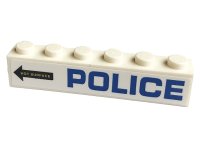 LEGO part Stein 1 x 6 mit blauem 'POLICE' und schwarzem Pfeil mit 'HOT SURFACE' Muster Modell Rechte Seite (Aufkleber) - Set 60173 3009pb236R