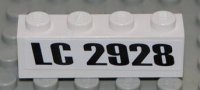 LEGO part Mattone 1 x 4 con Motivo Nero 'LC 2928' (Adesivo) - Set 2928 3010pb065