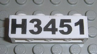 LEGO part Mattone 1 x 4 con Motivo Nero 'H3451' (Adesivo) - Set 3451 (3010pb092)