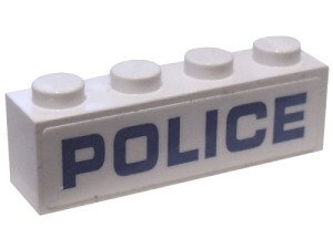 LEGO part Brique 1 x 4 with Blue 'POLICE' on White Background Pattern, Full Length of Brick - (Sticker) - Set 60176 (3010pb263)